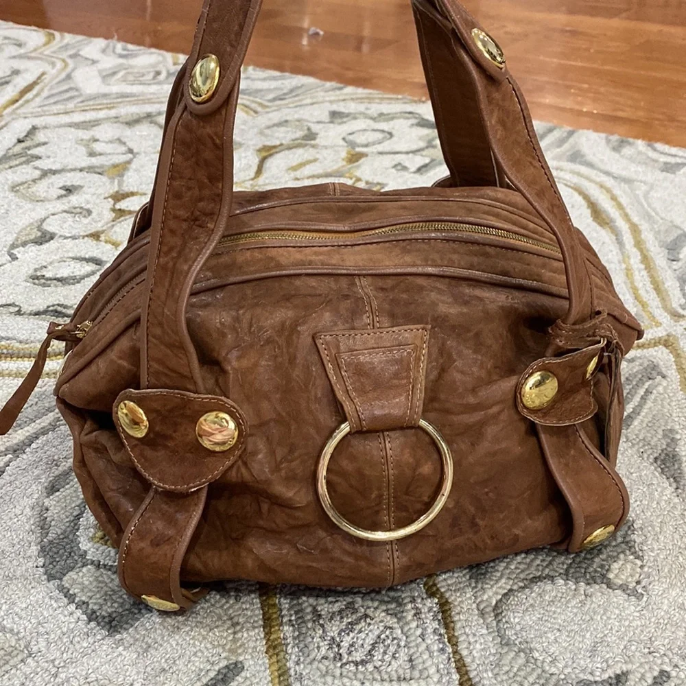 💕 Gustto Baca vintage brown Italian soft leather large satchel $690 💕 - Picture 15 of 16